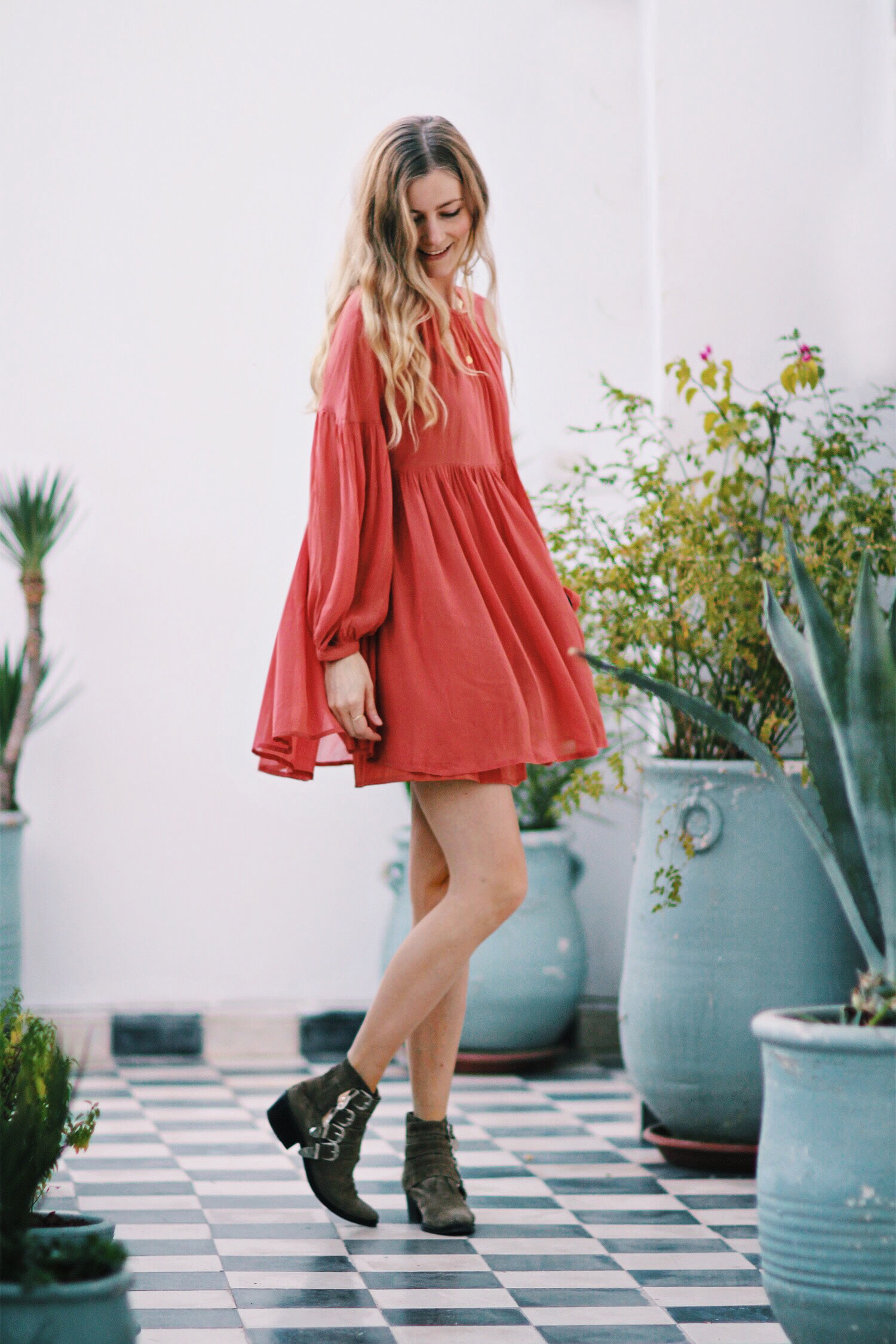 Posing by the plants